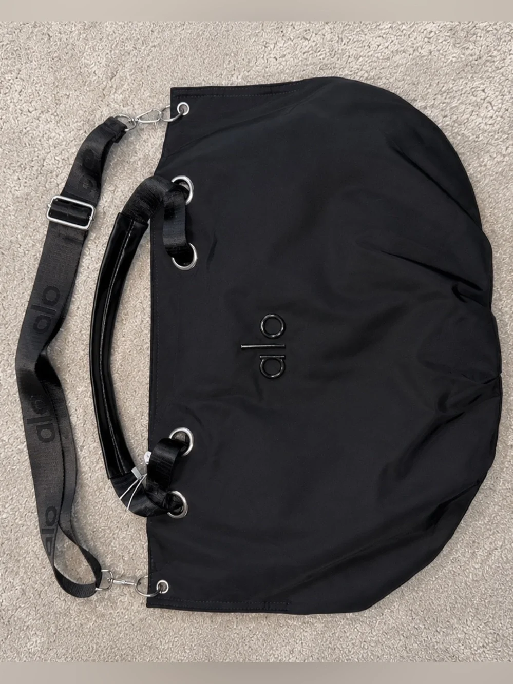 ALO Yoga Black Duffel Tote with Detachable Logo Strap